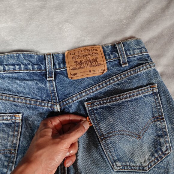 Vintage Levis Relaxed Fit Jeans Mens 34x30 (Fits 33x28) Altered Orange Tab 90s - Picture 2 of 12